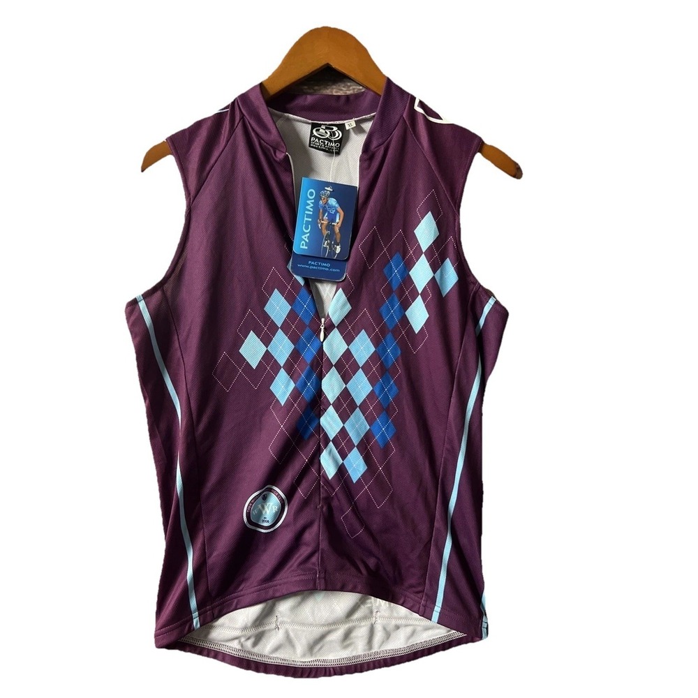 Pactimo Cycling Jersey Size XL Purple Diamond Design 1/4 Zip Brand New‎